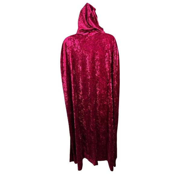 Spirit Burgundy Red Crushed Velvet Hooded Cape Adult ONE SIZE Cosplay Costume - Picture 7 of 9